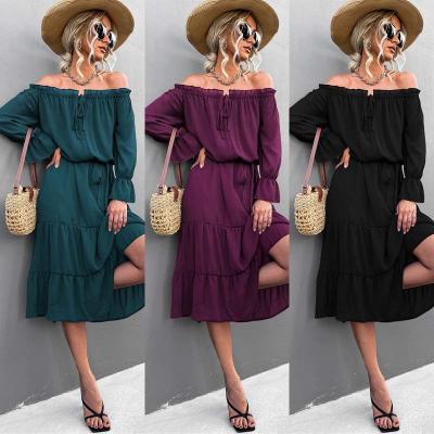 China Sustainable Hot Sale Sexy One-Shoulder Summer 2022 Spring Dress Midi Lace Up Skirt for sale