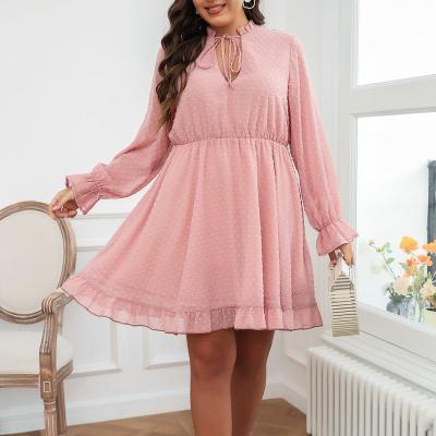 China New Washable Plus Size Women's Clothes Short Sleeve Fashion Slimming Sheer Waist-Tight Short Dress for sale