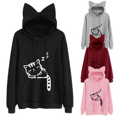 China Custom Cute Anti-pilling Fashion Hooded Sweatshirt Tops Pullover Autumn Winter Women's Hoodies for sale