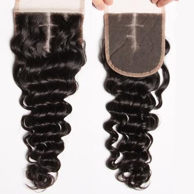 China 100% Virgin Human Hair 4 Through Cheap Price 4 Color 1B Natural Straight Deep Wave Body Wave Closure for sale