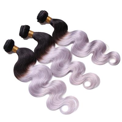 China Curly Curly Sexy Ombre Gray Hair Bundles, 27 Pieces 10-32inch Gray Hair Weft, Ombre Gray Hair for sale