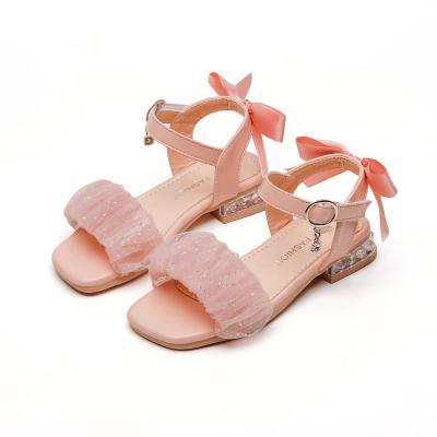 China Shangzhou OEM Flat Prenses Sandalet 2022 Summer Nine Word Belt Soft Bottom Mesh Princess Sandals for sale