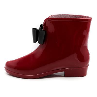 China Fashion Student Waterproof Chelsea Women Rain Boots Fashion Trend Flower Bow-knot PVC Ankle Boots for sale