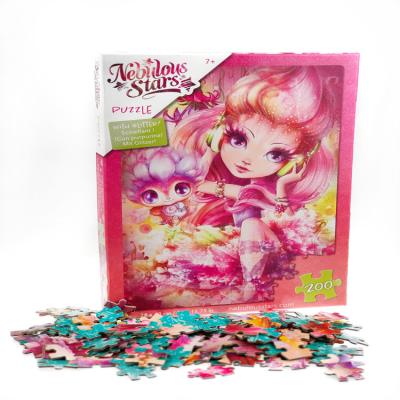 China Cartoon Toy Cheap Custom Design Brain Toy Game Art Paper 200 Pieces Kids Princess Cardboard Children Puzzles for sale