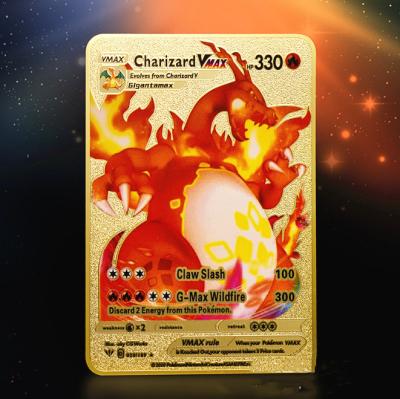 China 2021 Plastic Charizard, Blastoise, Venusaur Gold Pokemon Metal Cards 1st New First Edition Trading Game Cards Set for sale