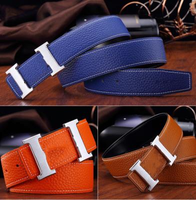 China 2021 High Quality Single Buckle Men's Korean Middle-aged Stain Cowhide Colorful Belt Pants Single Buckle Young for sale