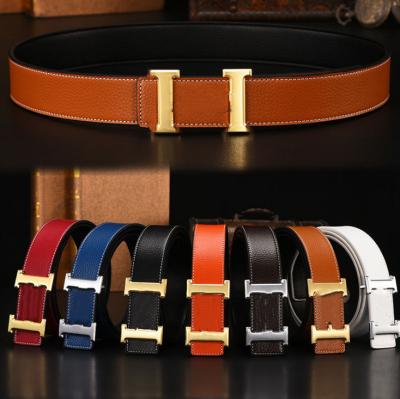 China New men's high-quality belt buckle all-match casual fashion soft copper middle-aged youth first layer pants belt for sale