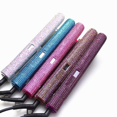 China Hotel Bling Crystal Rhinestone Hair Straightener Diamond Titanium 2022 Flat Iron Iron Plates Wholesale Private Label 2021 New for sale