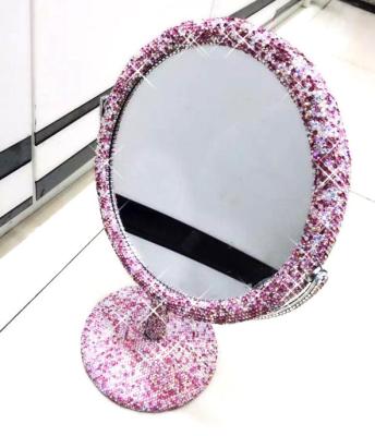 China Lit 2021 Handmade Faux Stone Melody Decorative Mirrors Kawaii Makeup Dressing Mirrors for sale