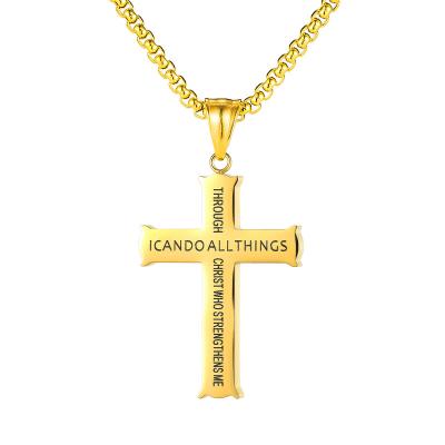 China Christianity Religious Belief Men Top Quality Stainless Steel Cross Necklace for sale