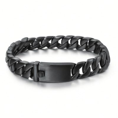 China FASHIONABLE Wholesale High Quality Male Black Stainless Steel Chain Bracelet for sale