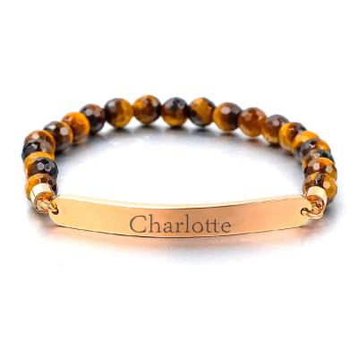 China CLASSIC Custom Made 8mm Custom Beads Stretch Natural Stone Lava Bead Tiger Eye Bracelet For Men for sale