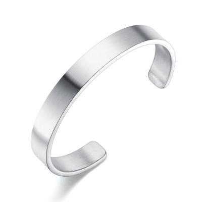 China Fashionable 316L stainless steel custom made foggy wordless bracelet open surface fashion C-bracelet for sale