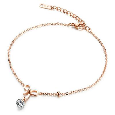 China FASHIONABLE Women Temperament Stainless Steel Gold Plated Zircon Anklet for sale