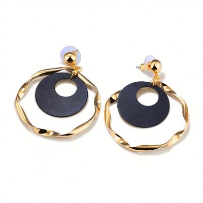 China Wholesale Hiphop Jewelry Gold Circle Drop Design Women Malaysia Big Earring for sale