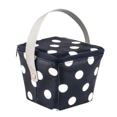 China Viable Digital Polk Dots Print PU Take Out Food Bag Pet Food Bag Travel Maker Fashion Casual Food Bag for sale