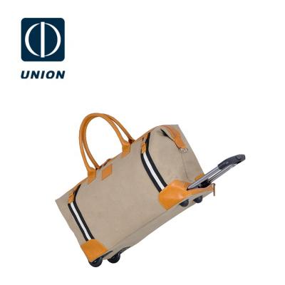 China Multifuctional Brown Detachable Canvas Trolley Bag Travel Luggage Sets Universal Storage Hand Carry Wheeled Suitcases for sale