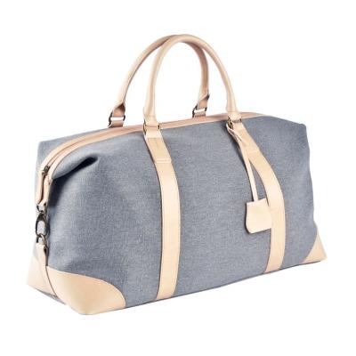 China Gray Recycled Canvas Weekender Casual Overnight Bag Manufacturer Travel Bag Durable Lightweight Fashion Duffel Bag Manufacturer for sale