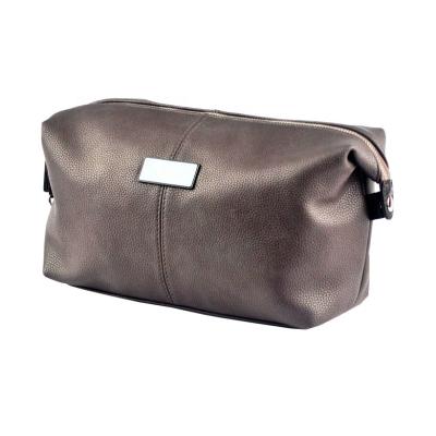 China Wholesale Durable Leather Travel Toiletry Bag PU Grain Pattern Maker Leather Dopp Kit for sale