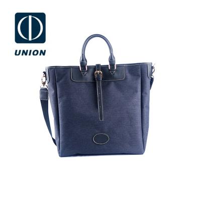 China Manufacturer Fashion Trimming Travel Tote Bag Casual Handbags Wholesale Polyester Navy Blue Shoulder Strap With Black Shoulder Strap 50 Pcs ODM for sale