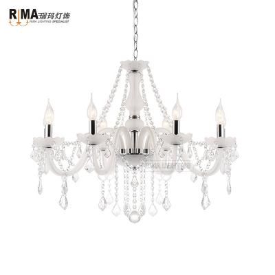 China HOTEL/home/office hot sale indoor lighting modern 8am white glass k9 Crystal Chandelier for home and hotel for sale