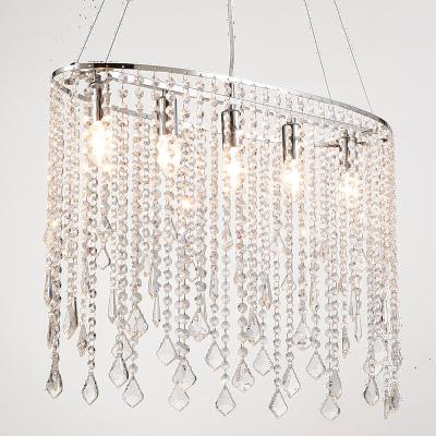 China Modern Luxury Crystals Modern Lighting Ellipse Beaded Hotel Chandelier Crystals for sale