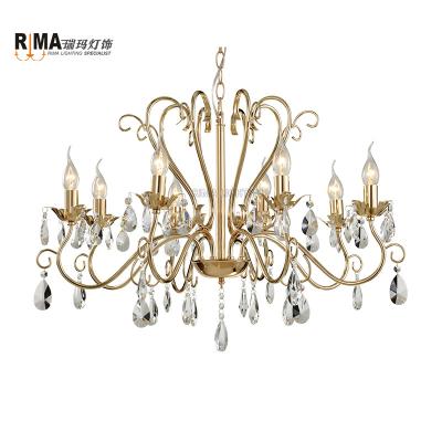 China French Gold Crystal Chandelier For The Banquet Hall Art Unique Iron Chandelier Zhongshsn Modern Indoor Metal Factory Price Lamp for sale