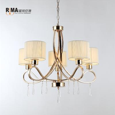 China Modern Simple Crystal Chandelier Rima Lighting Crystal Hotel Lighting Chandelier Home Decorative Iron Chandelier 5 Lamp for sale