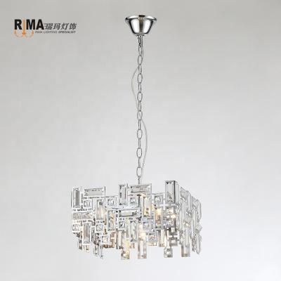 China Unique Art Modern Wholesale Square Pendent Lamps Hanging Crystal Light Home Decoration Modern Pendant Light for sale