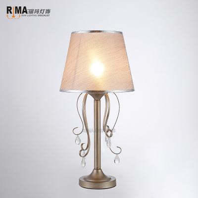 China Zhongshan hotel table light iron fabric satin nickel table lamp modern traditional decor living room for sale