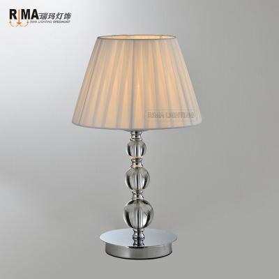 China RM1002 EUROPEAN RM1002 Fabric Shade Modern Crystal Table Lamp for sale