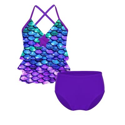 China Wholesale Viable Little Girls Mermaid Measures Starfish Printed Swimsuit Swimwear Complete With Bottoms Swimwear Girl for sale