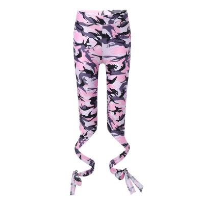 China Custom Viable Kids Girls Camouflage Stretch Slim Fit Good Sports Pants High Waist Yoga Gaiters Pants for sale