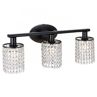 China Modern Bathroom Bar Interior Light Fixture Above Mirror, Modern Style Matte Black Crystal Light Fixtures, Vanity Bath Light Wall Leak for sale