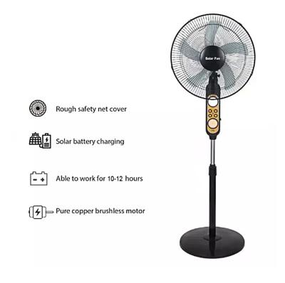 China 16 Inch Rechargeable Solar Charging Fan 12v Standing Battery Emergency With Panel Pedestal for sale