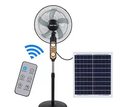 China 16 Inch 12VDC Solar Powered Fan AC DC Rechargeable Stand With Panel for sale