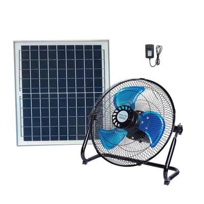 China 15W Solar Home Lighting System Fan With 12 Speed 12 Inches Table Rechargeable With Panel for sale