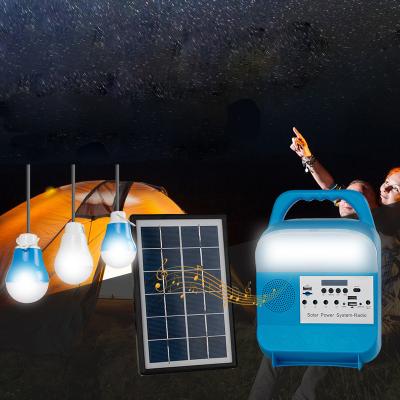 China IP55 6000mah 3 Watt 6 Volt Solar Radio Light Kit For Camping for sale