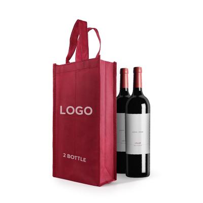 China Manufacturer Handled Wholesale Medium (30-50cm) 2 Bottle 4 Bottle Red Nonwoven Wine Bag for sale