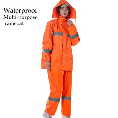 China Single-person Rainwear Factory raincoat wholesale outdoor raincoat suit waterproof belt reflective strip traffic safe raincoat for sale