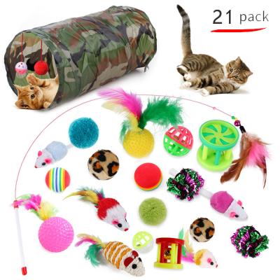 China Amazon Cat Tunnel Pet Toys Interactive Viable Retractable Mouse Fish Set Felt Cats Toy for sale