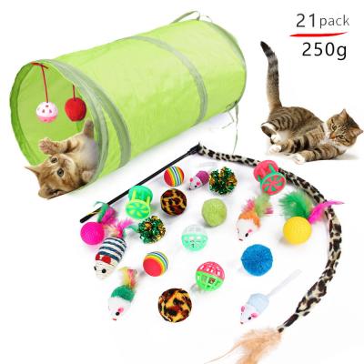 China New Sustainable Pet Toys Interactive Cats Felt Fish Toy Set Retractable Cat Mouse Tunnel for sale