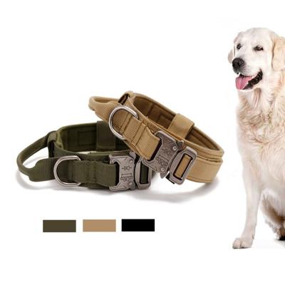 China Adjustable Quick Release Dog Training Large Tactical Military Collar Set Nylon Belt Leash Neckerchief Collars Pet Collars for sale