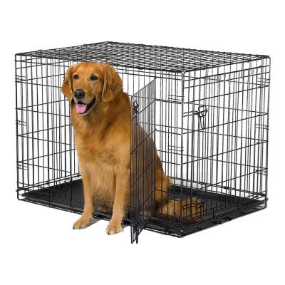 China Breathable High Quality Medium And Large Pet Cages Crate With Bottom Tray Collapsable Stainless Steel Dog Kennel Cage for sale