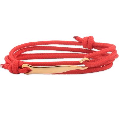 China High polished; Matte Finished Custom Braided Nautical Sailing Men's Red Rope Bracelet for sale