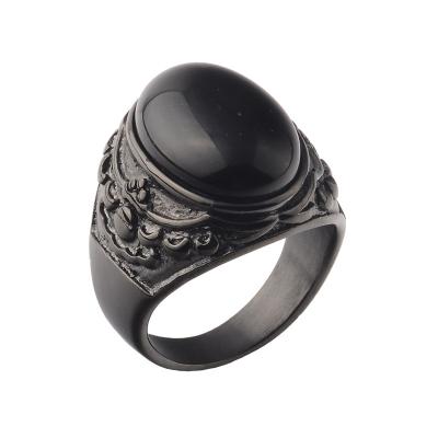 China High polished; Cheap Wholesale Vintage Matte Finished Black Onyx Ring for sale