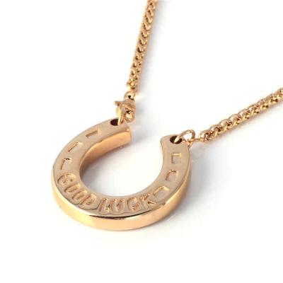 China Casual/Sporting Good Luck Engraved U Shape Energy Metal Charm Gold Chains for sale