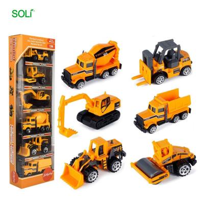 China Diecast Friction Driven Excavator 1:64 Inertia Baby Toy Car Engineering Vehicles Gift for sale