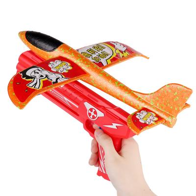 China Playing Outdoor Toys Foam Flat Launcher Gun Throws Kids Catapult Glider One-Button Gun Type Outdoor Launch Toy Gift For Boys for sale