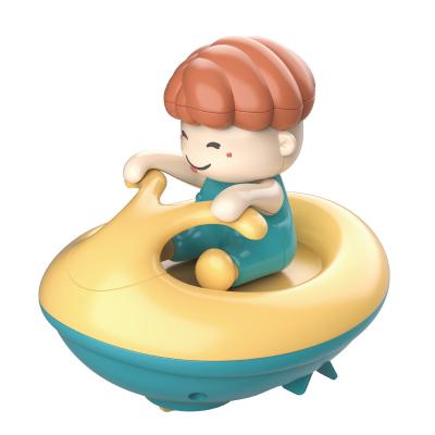 China Bath Toy Cute Cartoon Speed ​​Boat Bathroom Play Toys Wind Up Boy Doll Yacht Plastic Water Bath Toy For Baby for sale